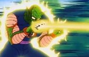 King Piccolo (Dragon Ball) using the Scatter Finger Beam to fire five simultaneous beams from a single hand.