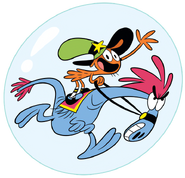 Wander and Sylvia (Wander Over Yonder) travel throughout the galaxy via Orbble Juice.