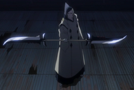 Kagerōza Inaba (Bleach) wielding his Raikū, a double-headed halberd, with great skills, spinning it constantly to confuse his opponents and then slash them.