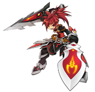 After obtained a scabbard name Conwell during his quest,Elsword [Sheath Knight] (Elsword) can summon second great sword Conwell anytime he wants