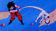 Son Goku (Dragon Ball series) using the Dragonthrow, his signature grapple throw.