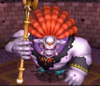 Yuga (The Legend of Zelda) wielding a trident once he merges with a revived Ganon, with both magical and special abilities such as launching magical energy bolts and throwing it like a boomerang.