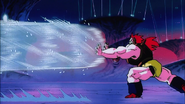 Ebifurya (Dragon Ball Z) using his Freezing Fist to fire a beam of cold energy.