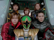 Shurikenger with untransformed Hurricanegers & Gouraigers