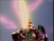 The Thunder Megazord generating its Thunder Saber whirlwind attack.