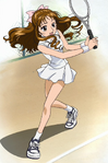 Yuka playing Tennis