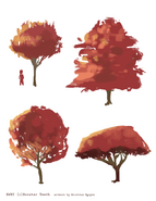 Red tree concept sketches