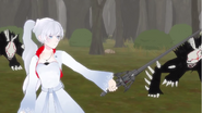 Weiss stares down the pack of Beowolves.