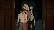 A giddy and drunken Qrow brings Oscar.