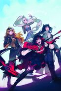 Advertisement artwork for the RWBY DC comics by Mirka Andolfo and Arif Prianto