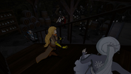 Team RWBY and Maria reach the cellar with the chained door