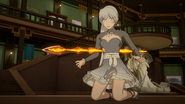 Weiss is impaled by Cinder's spear.