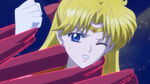 Sailor Venus being strangled by Queen Beryl's hair.