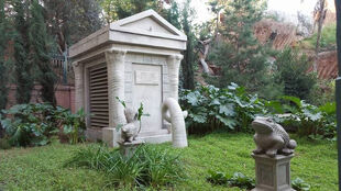 Penny's crypt in the Pet Cemetary in The Haunted Mansion.