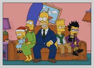 The Simpsons 4 years later. Maggie is 5, Marge is 40, Homer is 43, Bart is 14, and Lisa is 12. Bart is dressed as a preppie, while Lisa is dressed as Ravencrow Neversmiles. 2015