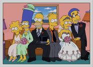 The Simpsons 15 years later. Maggie is 16, Marge is 51 and Homer is 54, Bart and Milhouse are 25, and Lisa is 23 and is married to Milhouse, albeit looks somewhat unhappy. 2026