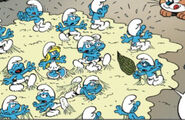 The Smurfs trapped in glue.