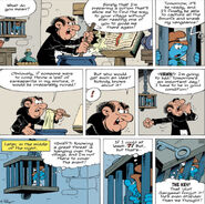 Gargamel lying to Reporter about a potion, and Reporter finding the key.