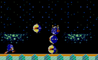 Sonic fighting Bead Worm Boss.