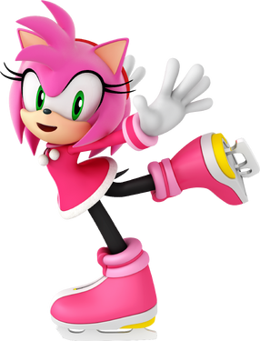 Amy in her winter sports outfit during the Vancouver Olympics, from Mario & Sonic at the Olympic Winter Games.