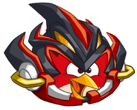 Red wearing a Shadow-themed outfit, from Angry Birds 2.