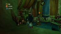 Kofi inside his shop in Mazuri's Town Stage on the Xbox 360/PlayStation 3 version of Sonic Unleashed.