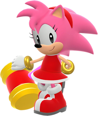 Classic Amy wearing her modern outfit, from Sonic Superstars.