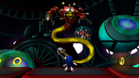 Sonic standing against Lyric the Last Ancient, capturing his friends.