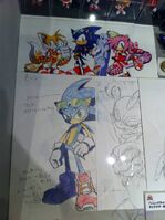 Early concept art of Tails, Sonic, and Amy for Sonic Riders