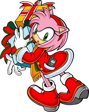 Amy in her Christmas outfit, from Sonic Adventure.