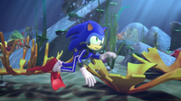 Sonic is swimming