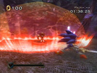 Sir Lancelot using the Chaos Blast in Sonic and the Black Knight.