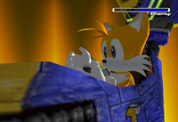 Tails' pose when using Power Laser.