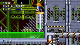 By inserting green chemical from the large syringe into the jelly pool changes its color and generally increases the bouncing height noticeably, from Sonic Mania.