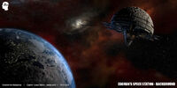 The Space Colony ARK orbiting the earth, by Cemre Ozkurt.