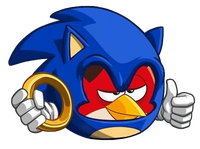 Red wearing a Sonic-themed outfit, from Angry Birds 2.