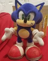 The large sized Sonic plush.