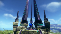 Sonic in front of unsealed Chaos Emerald Vault, from Sonic Frontiers