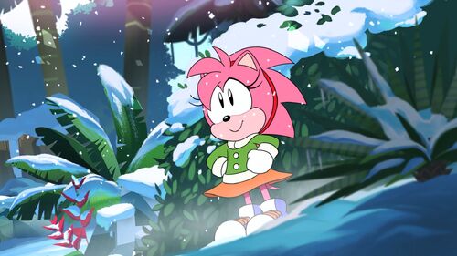 Classic Amy in her "Winter" outfit, from Sonic Mania Adventures.