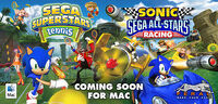 Advertisement for the Mac OS X versions of Sega Superstars Tennis and Sonic & Sega All-Stars Racing.