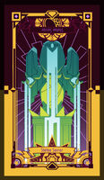 "Statue Savior". Border design by Diana Skelly. Art by Evan Stanley.