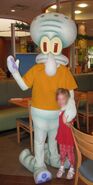 Squidward walk-around character, usually seen at theme parks, mall events, and parades