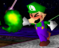 Luigi's Fireball attack in Super Smash Bros.