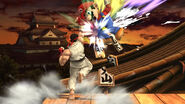 Ryu using Shoryuken against Mario.