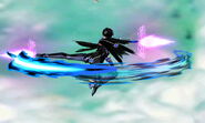 Bayonetta's neutral aerial extended with Bullet Arts.