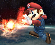 Mario using Fireball on Lylat Cruise