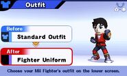 A custom Mii Brawler wearing "Fighter Uniform".