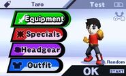 The Mii Fighter's customizations.