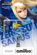 Zero Suit Samus amiibo in the packaging.