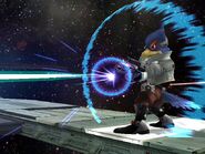 Falco using the Blaster in Super Smash Bros. Brawl.